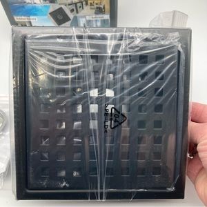 Square 6”x6” shower drain with hair strainer Matte Black